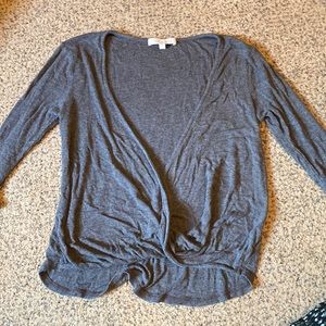 Eri and Ali quarter sleeve wrap v neck top